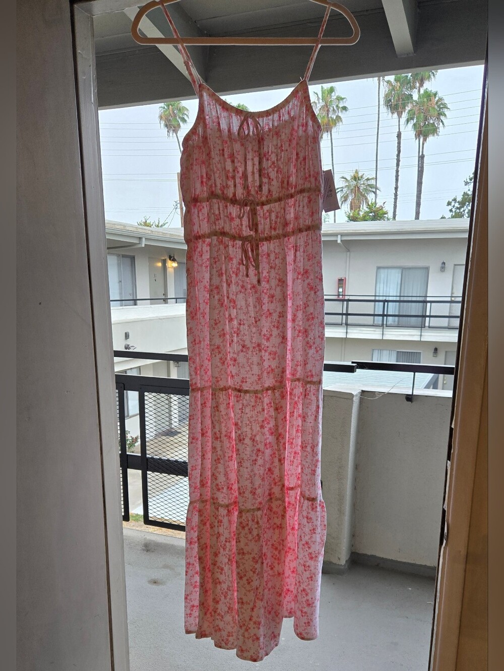 And Now This Fresh Coral Tiered Maxi Dress with Spaghetti Straps